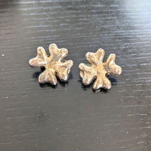 Silver tone clover clip-on earrings